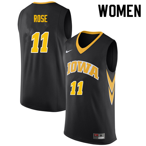 Women #11 Charlie Rose Iowa Hawkeyes College Basketball Jerseys Sale-Black